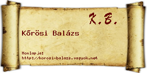 Kőrösi Balázs névjegykártya